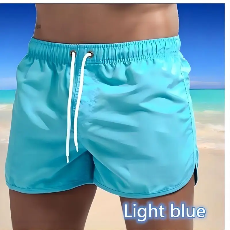 Men's Shorts 2025 Beach Trunks Summer Swim Gym Pants Quick Drying Swimming Homme Surf Ventilate Drawstring Fashion Casual Daily