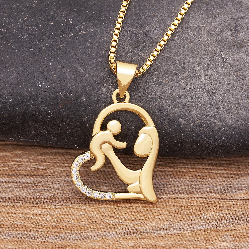 Women's Zircon MOM Heart Shape Necklace, Personalized Gift