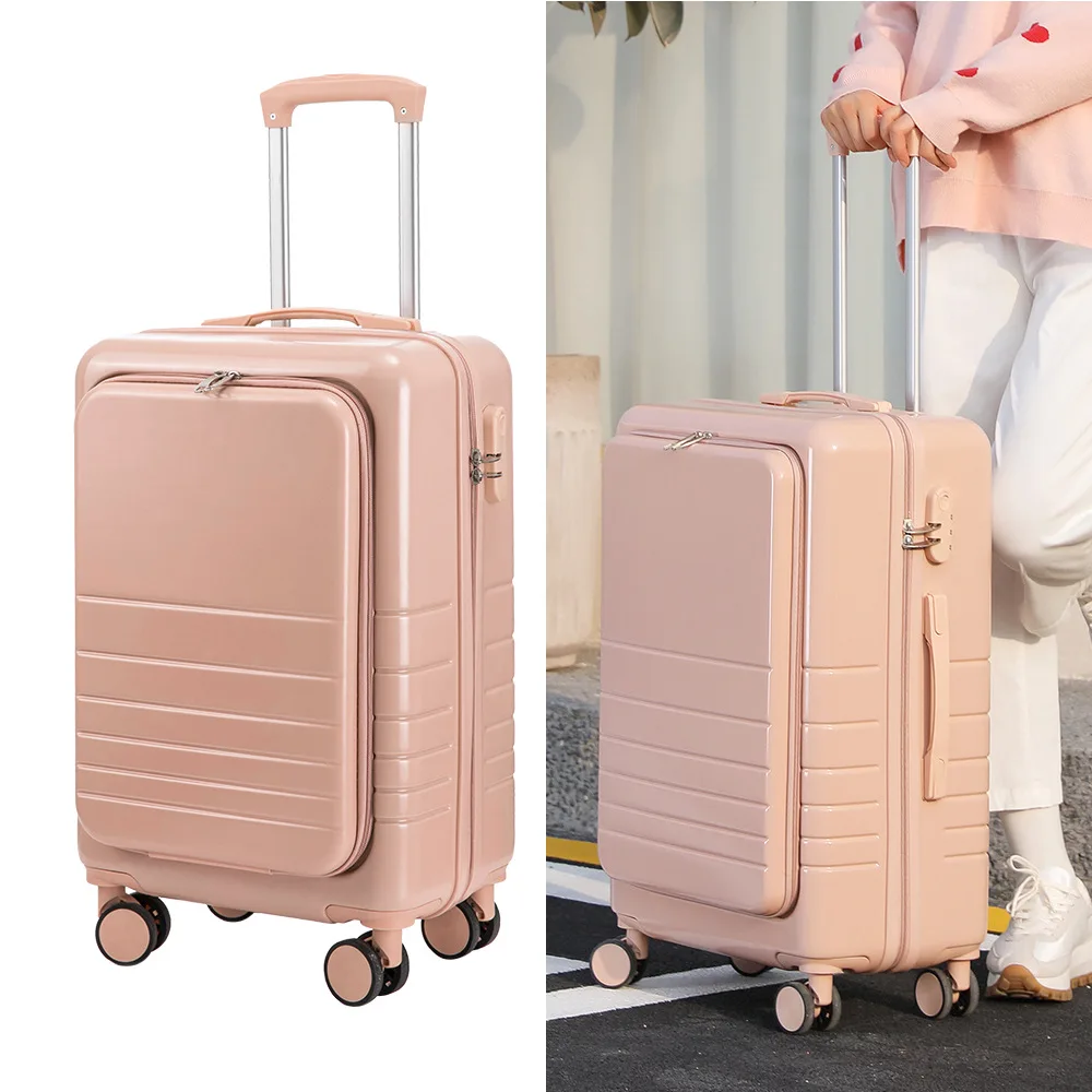 20 Inch Voorste Opening Bagage Mode Snoep Kleur Universele Wiel Trolley Koffer Side Opening 24 Inch Reizen Boarding Case