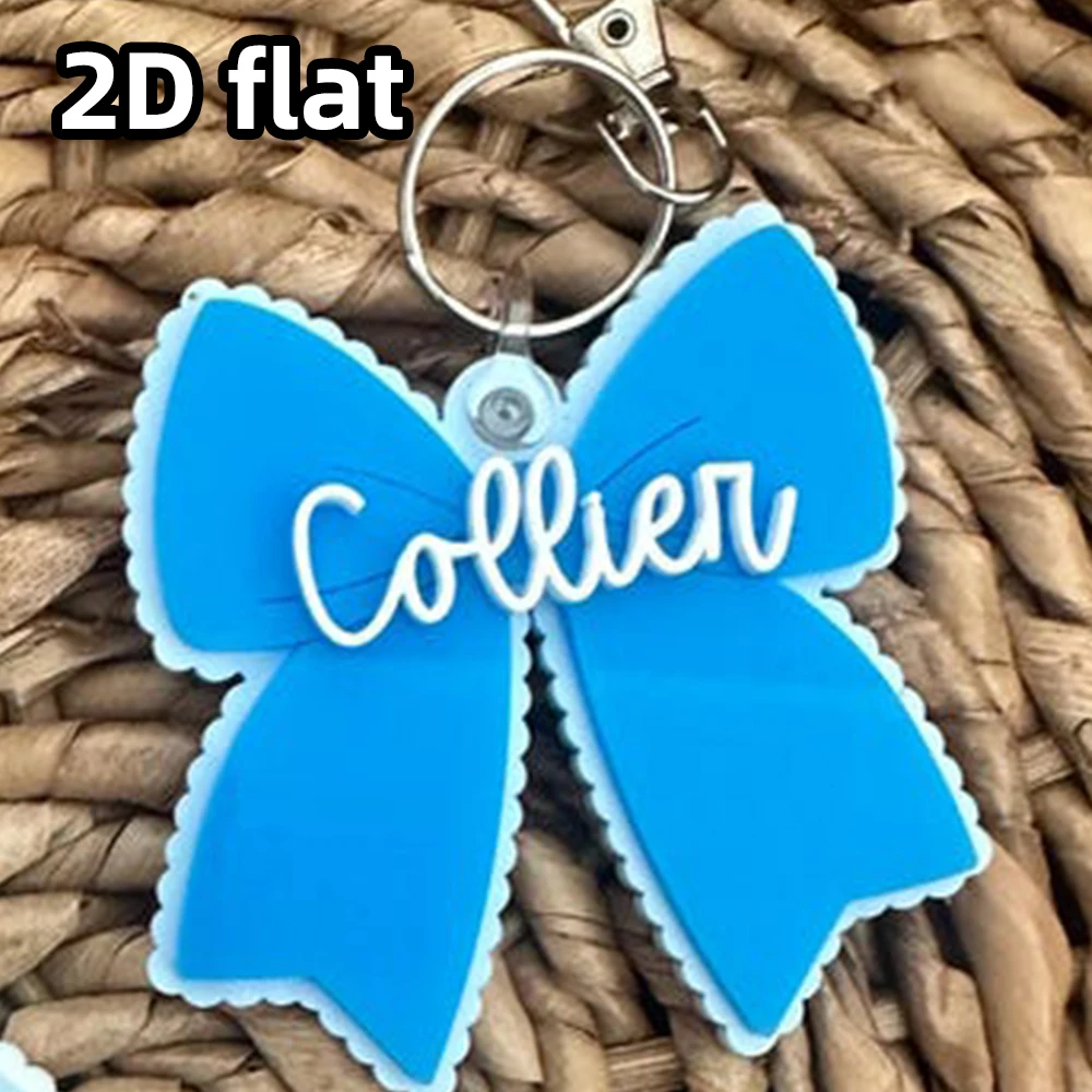 سلسلة مفاتيح على شكل فيونكة أكريليك واحدة، علامة اسم القوس الصدفية المخصصة، لوحة اسم مخصصة، سحر حقيبة القوس الجميل - قطعة واحدة