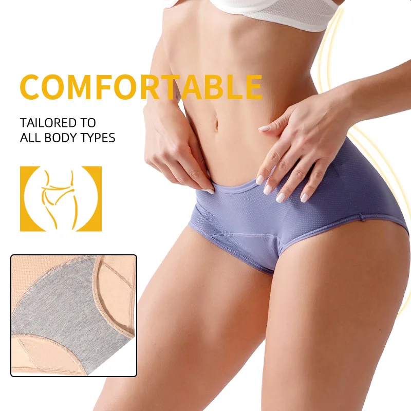 Wholesale L-8XL Plus Size Leak Proof Menstrual Panties Antibacterial Physiological Pants Women Underwear Breathable Mesh Briefs