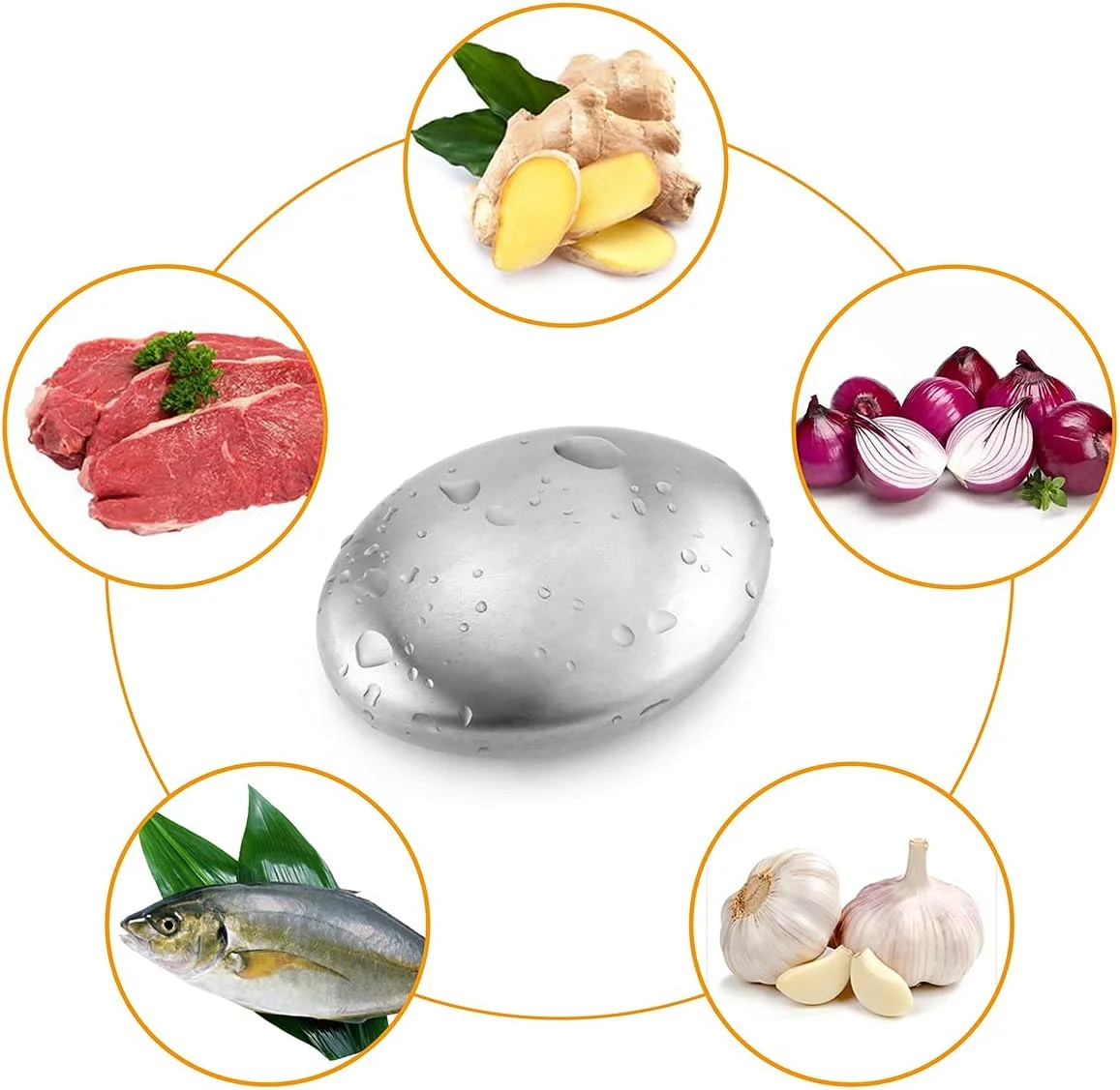 Stainless Steel Soap | Remove Strong Hand Odors Like Onion & Garlic | Kitchen Odor Eliminator Gadget (Oval)
