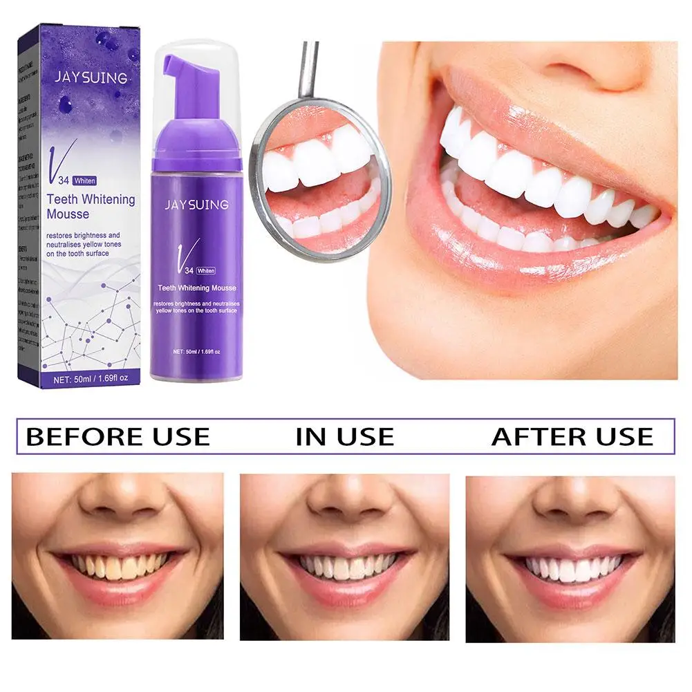 Dentifrice blanchissant violet pour les dents, produits de soins dentaires frais, nettoyage buccal, odeur de bouche, tartre jaune remodelé, V34