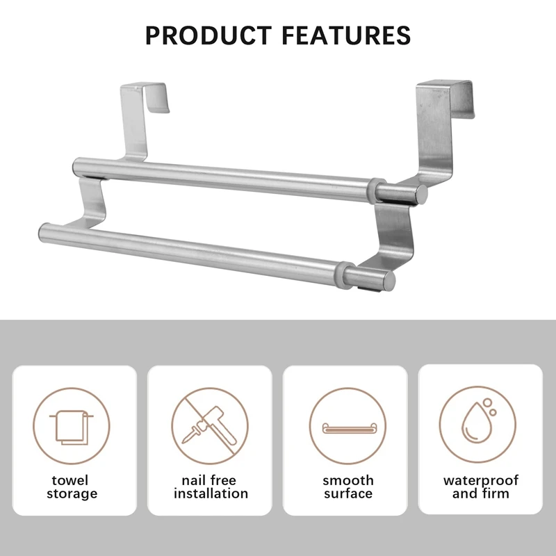 ABRE-Porte-serviettes de cuisine extensible, double porte-serviettes T1, adapté à un ajustement universel à l'intérieur ou à l'extérieur