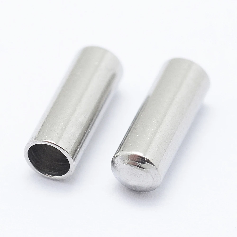 20 PCS Stainless Steel Column End Caps Leather Cord Ends Leather Cord Terminators for Jewelry Making 7x2.5mm Inner Diameter 2mm