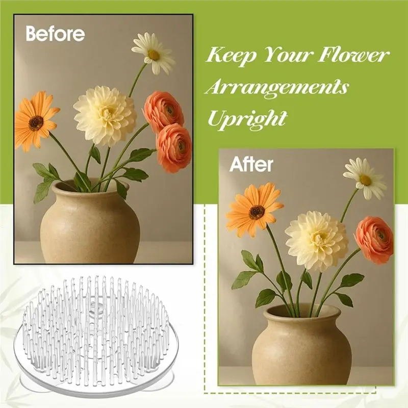 【CUSTOMER FAVORITE】Floral Arrangement Pin Holder With Suction Cups- 16 Pcs Clear Plastic Flower Frog(2.75 Inch) For Vase, Ikeban