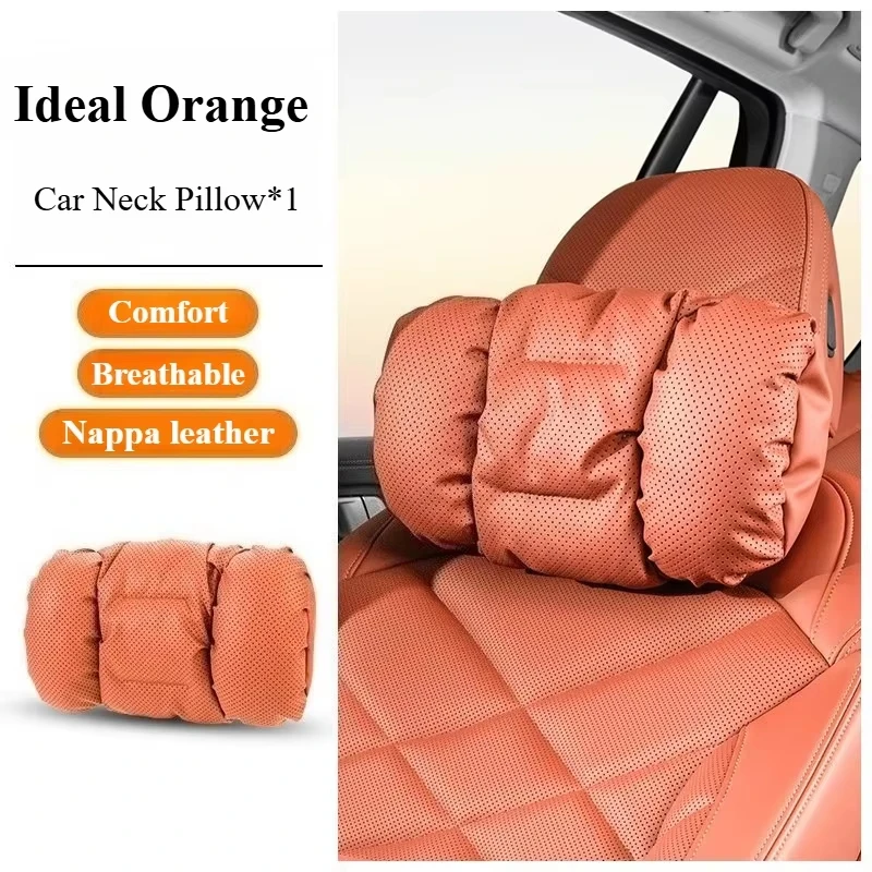 Napa-Leder Auto-Kopfstütze Nackenstütze Sitz-Lendenkissen, Auto-Nackenkissen, Lendenkissen, Geeignet für Verschiedene Autos – Detail 18
