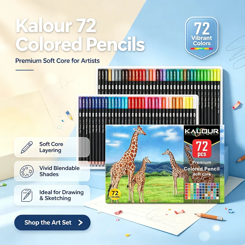 KALOUR 72 Colors Soft Core Colored Pencils Set, Professional Drawing Sketching Pencils for Artists Students Adults Beginners