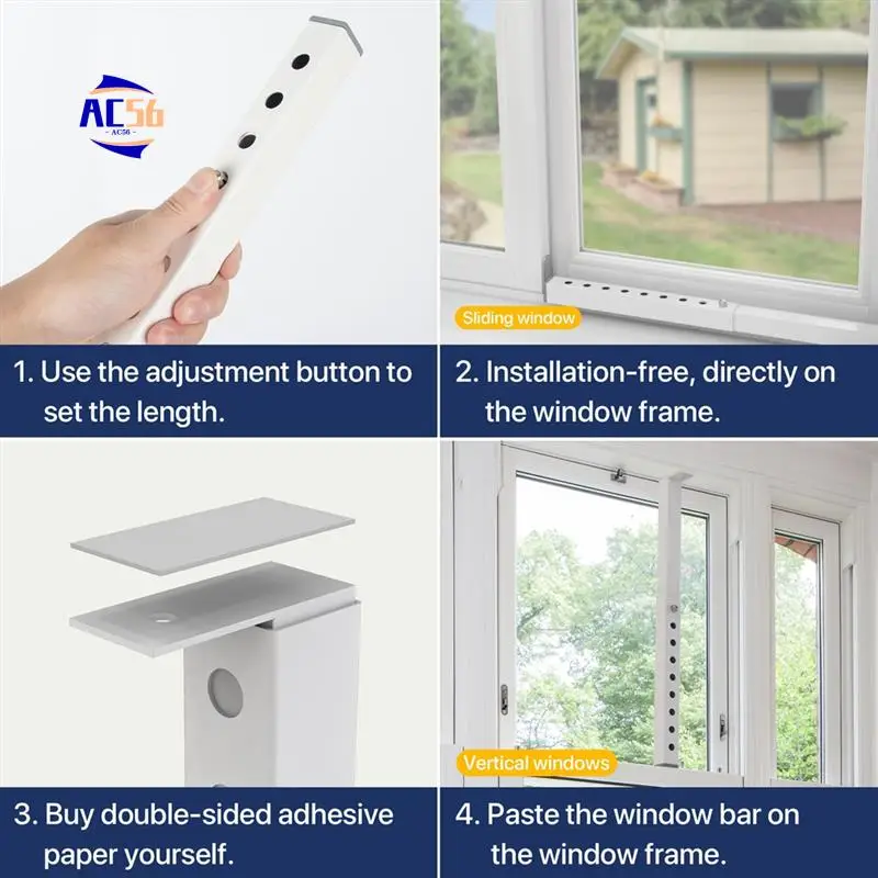 

AC56-Adjustable AC Window Lock Bar, Small Window Security Bars For Child Safety, Window Stoppers For Vertical Sliding