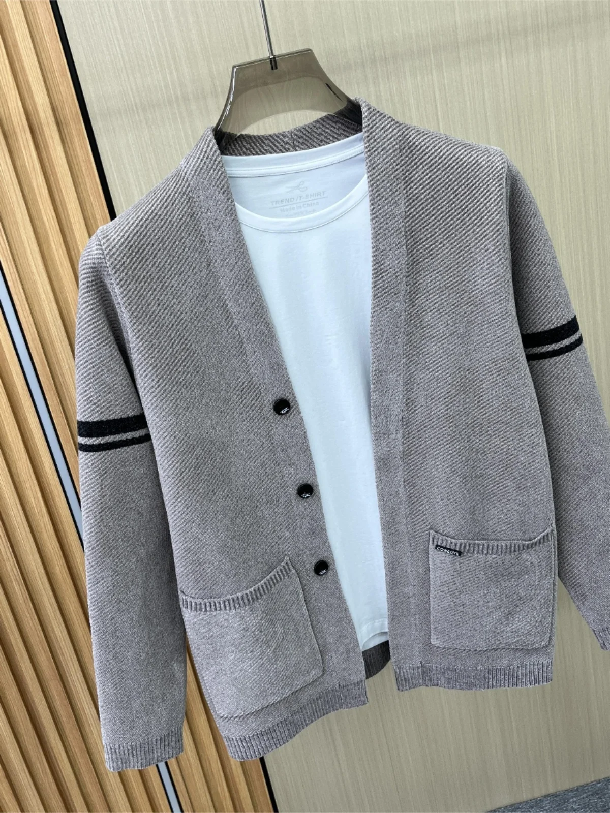 

Faionable Long Sve Open Cardigan Sweater for Men Loose Outerwear Sli Knitted Top Autumn New Arrival Urban Sle V-Ne...