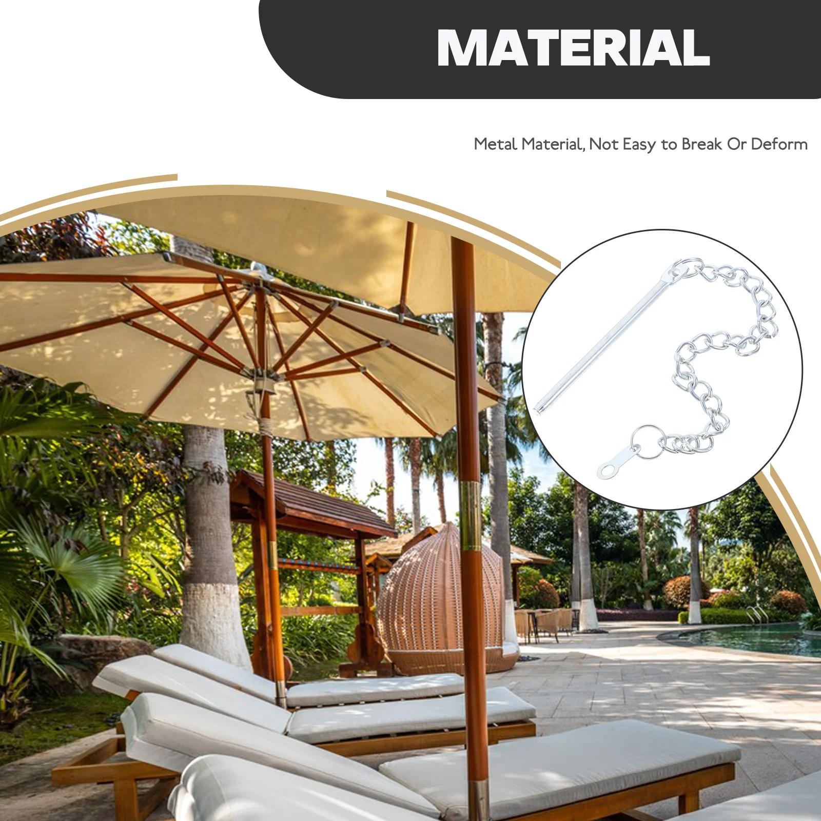 

2pcs Outdoor Umbrella Accessories Durable Metal Chain Parts for Patio Parasol Replacement Garden Use Portable Easy Install