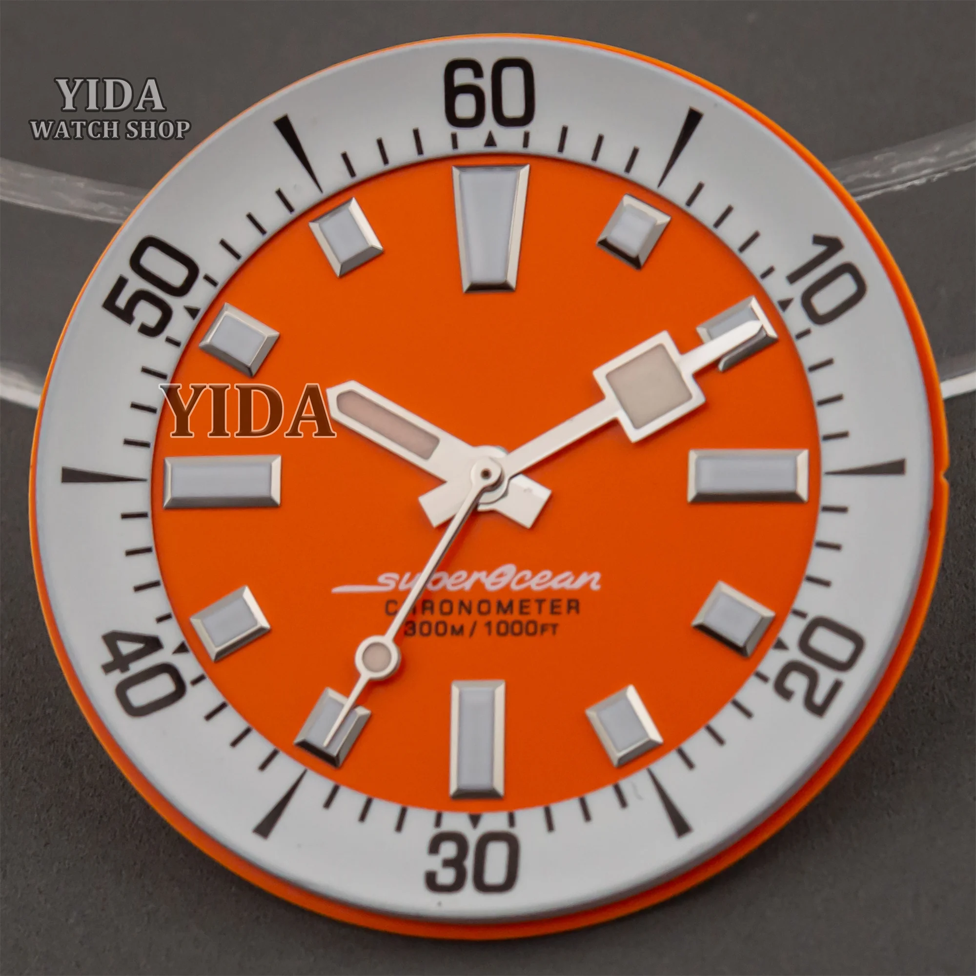 33.5MM Watch Dial Hands NH35 Watch Needles for SUPEROCEAN NH35 NH36 Movement Green Luminous Watch Faces Blue Luminous Hands Mod