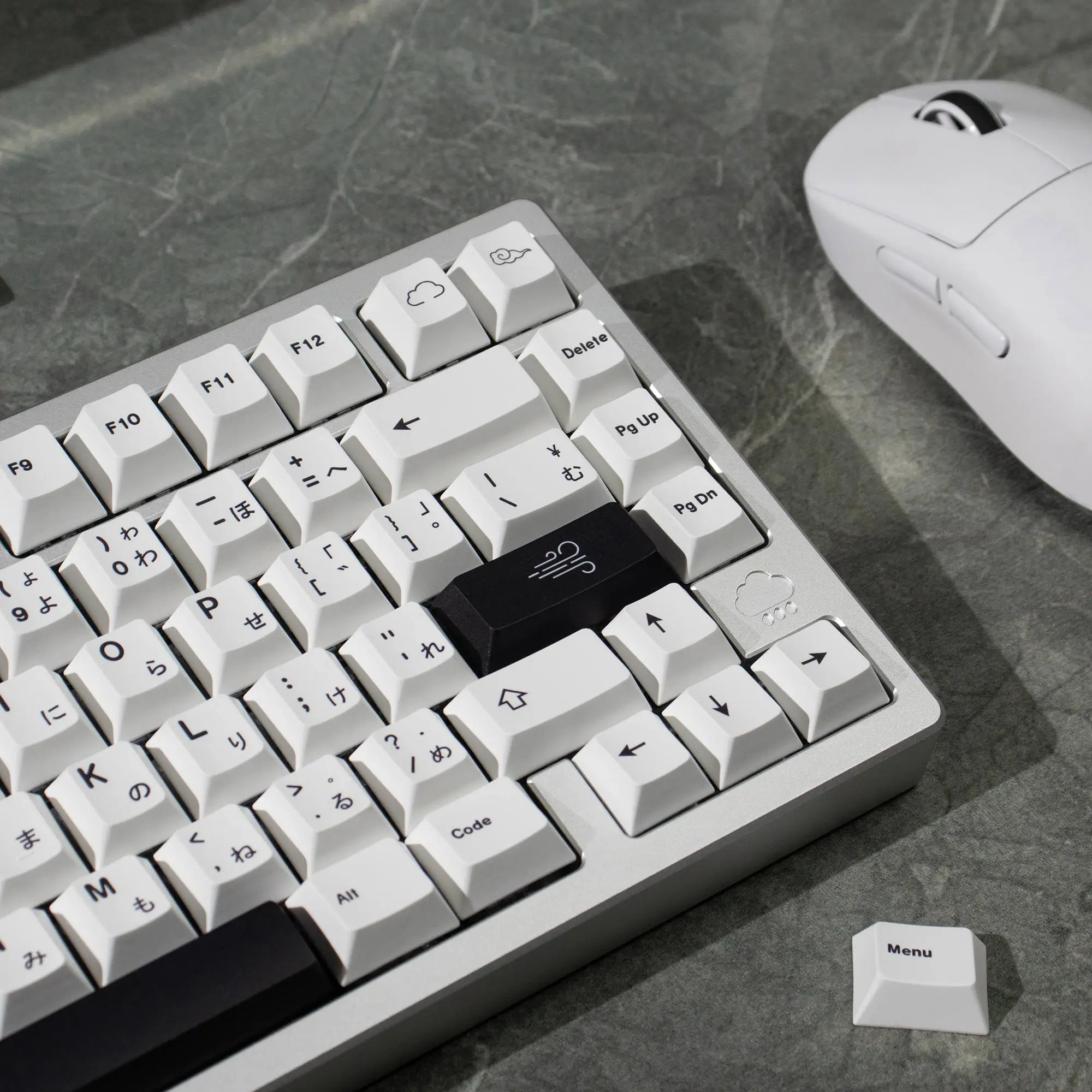 Fengyun black and white Japanese keycap PBT sublimation 147key Cherry Profile for Mechanical Keyboard for 61/64/68/84/87/100/108