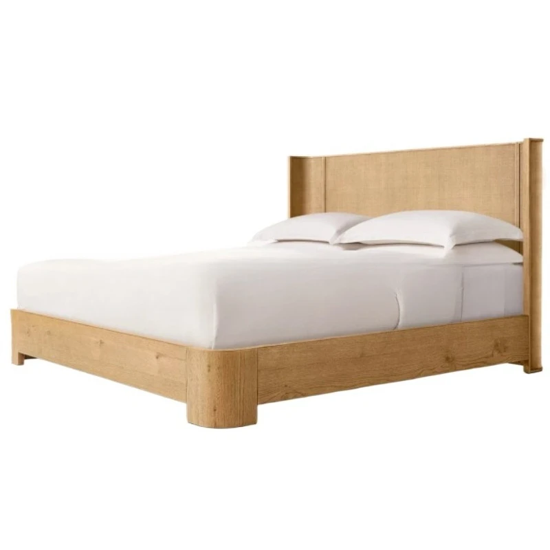 

American solid wood high-end luxury design utility villa room bedroom walnut queen bed