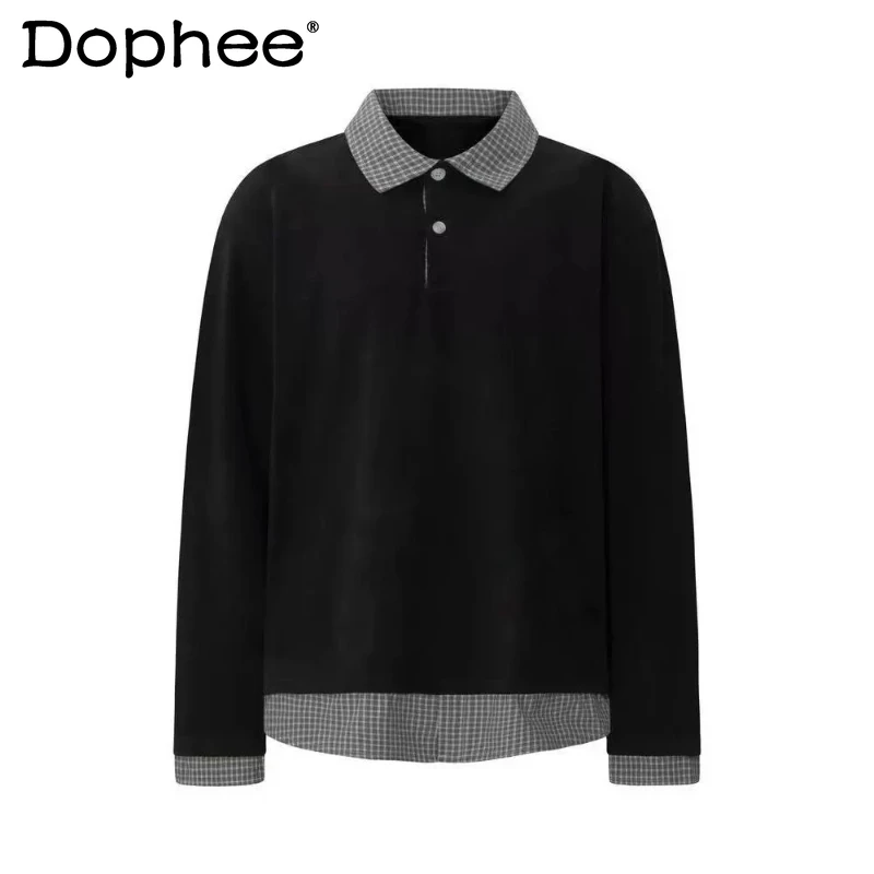 

Мужские свитшоты-пуловеры 2026 года: новая коллекция, стильный дизайн с цветовыми блоками, имитация двухслойного кроя, мужские топы с длинным рукавом и высококачественным отложным воротником