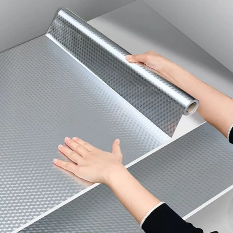 Kitchen Oil Proof Sticker Heat Resistant Self Adhesive Wallpaper Waterproof Aluminum Foil for Cabinet Backsplash Protection