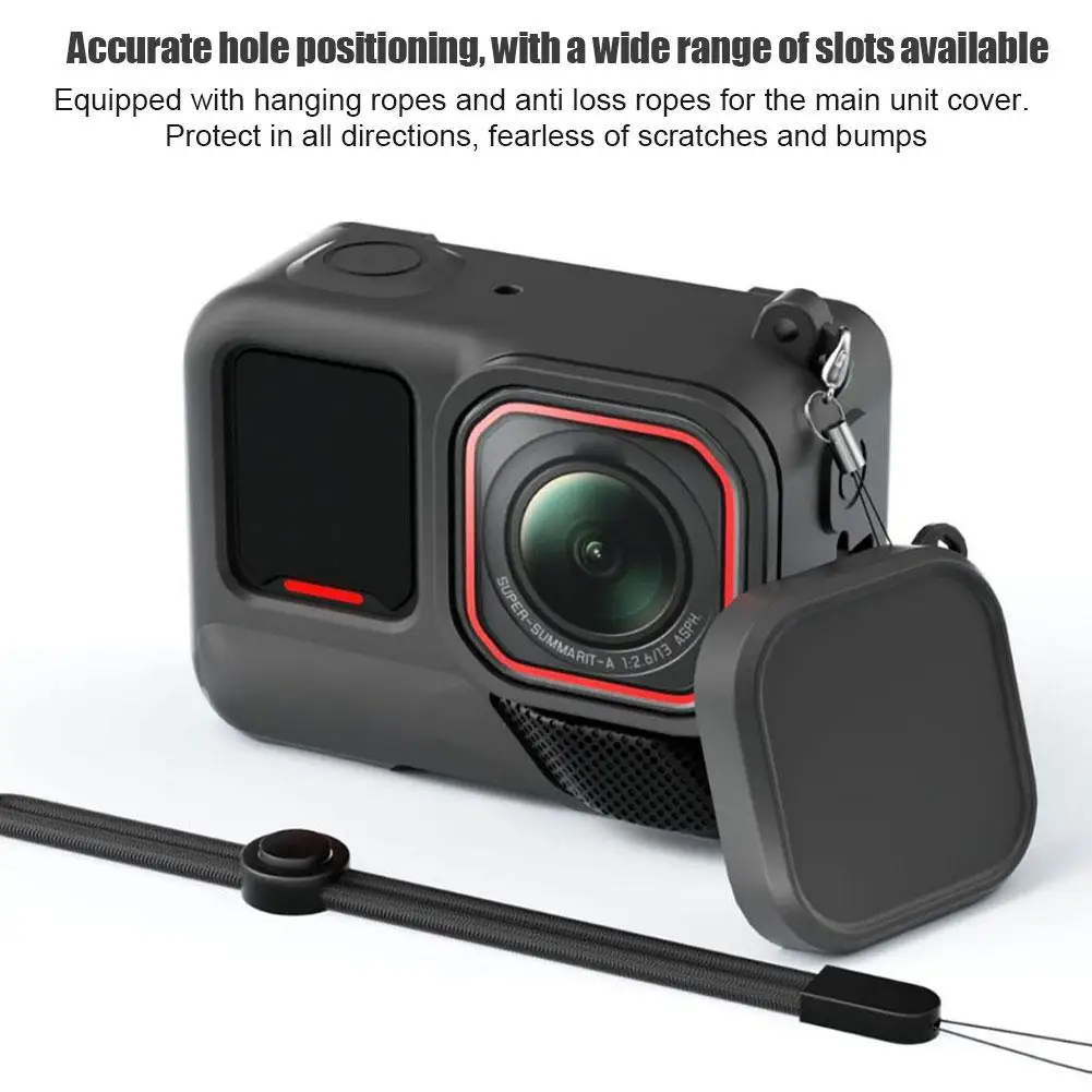 

For Insta 360 Ace Pro 2 Accessories Soft Silicone Protective Cover Case With Silicone Lens Cover Black Set