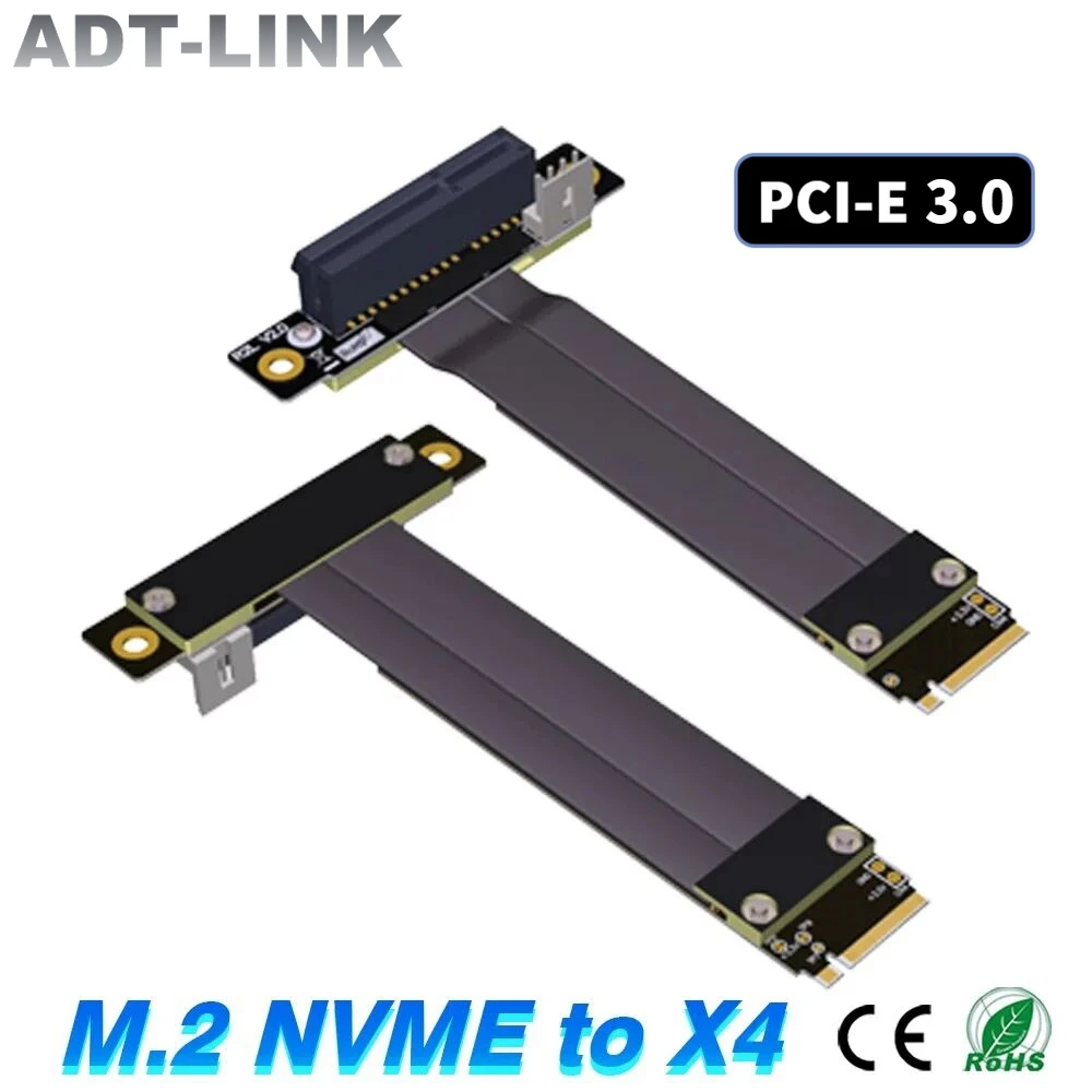 

Плоский Удлинительный кабель R42SF/R42SL/R42SR PCIe x4 3,0, PCI Express 4x на M.2 NVMe Key 2280, карта расширения Gen3.0, линия удлинения 32G/bps