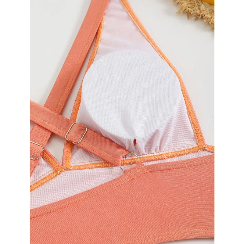 FASKO latest style cross back solid color bikini swimsuit women's one piece swimsuit 2025 bikini suit summer beach swimsuit