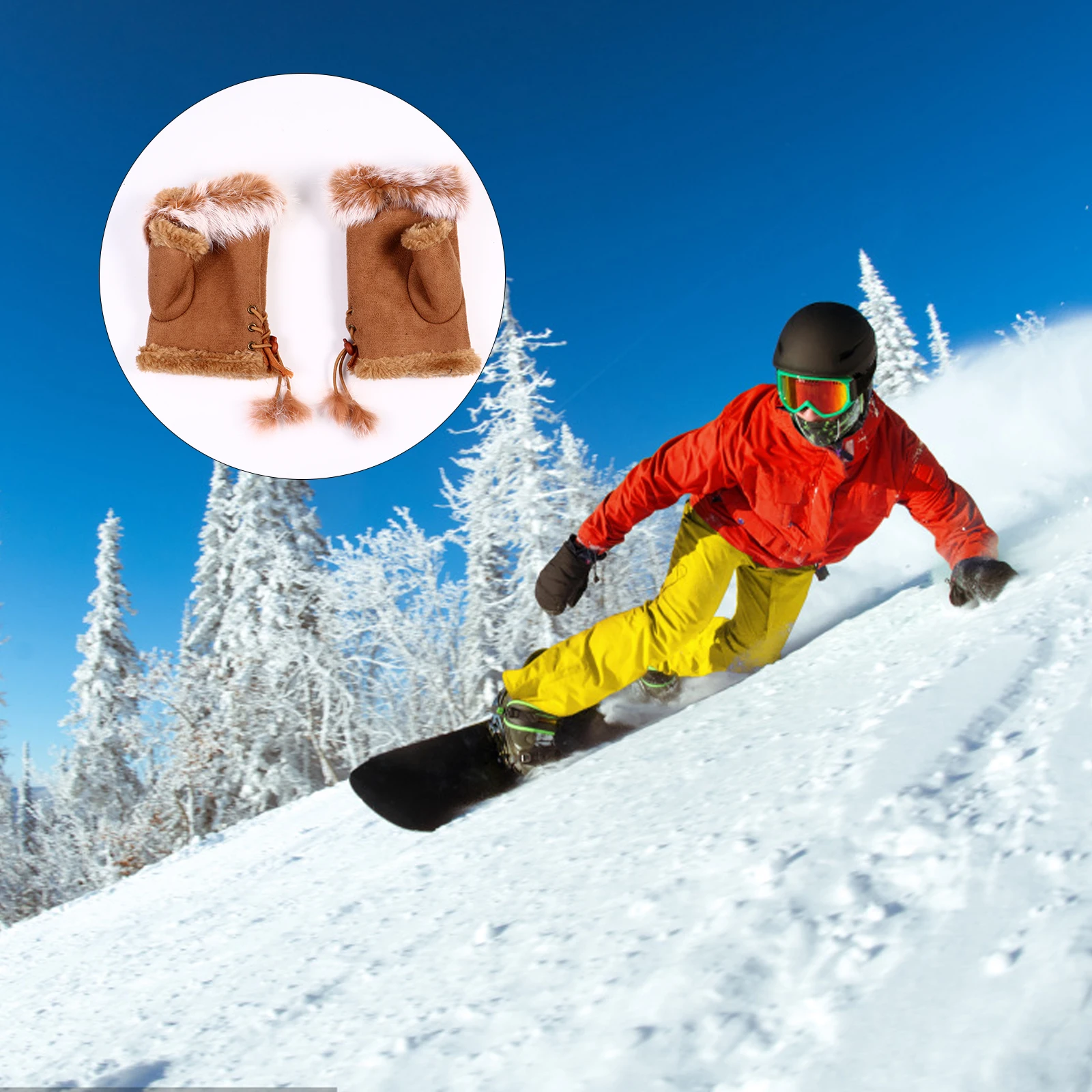 1 Pair Winter Adjustable Fingerless Gloves Warm Mittens For Women Teens Touchscreen Compatible Cycling Outdoor