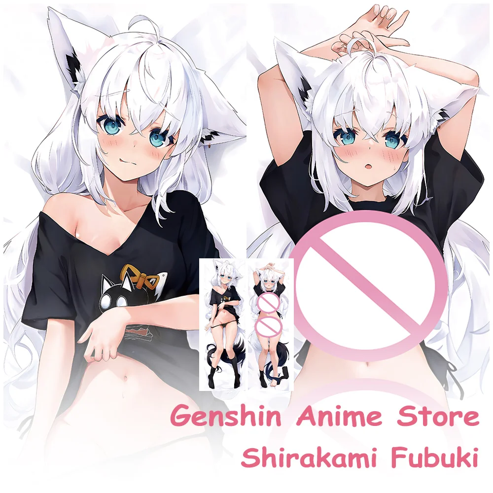 

Anime Vtuber Shirakami Fubuki Body Pillowcase Dakimakura Hugging Body Cosplay Props Life-Size Cover Otaku Pillow Cushion Covers