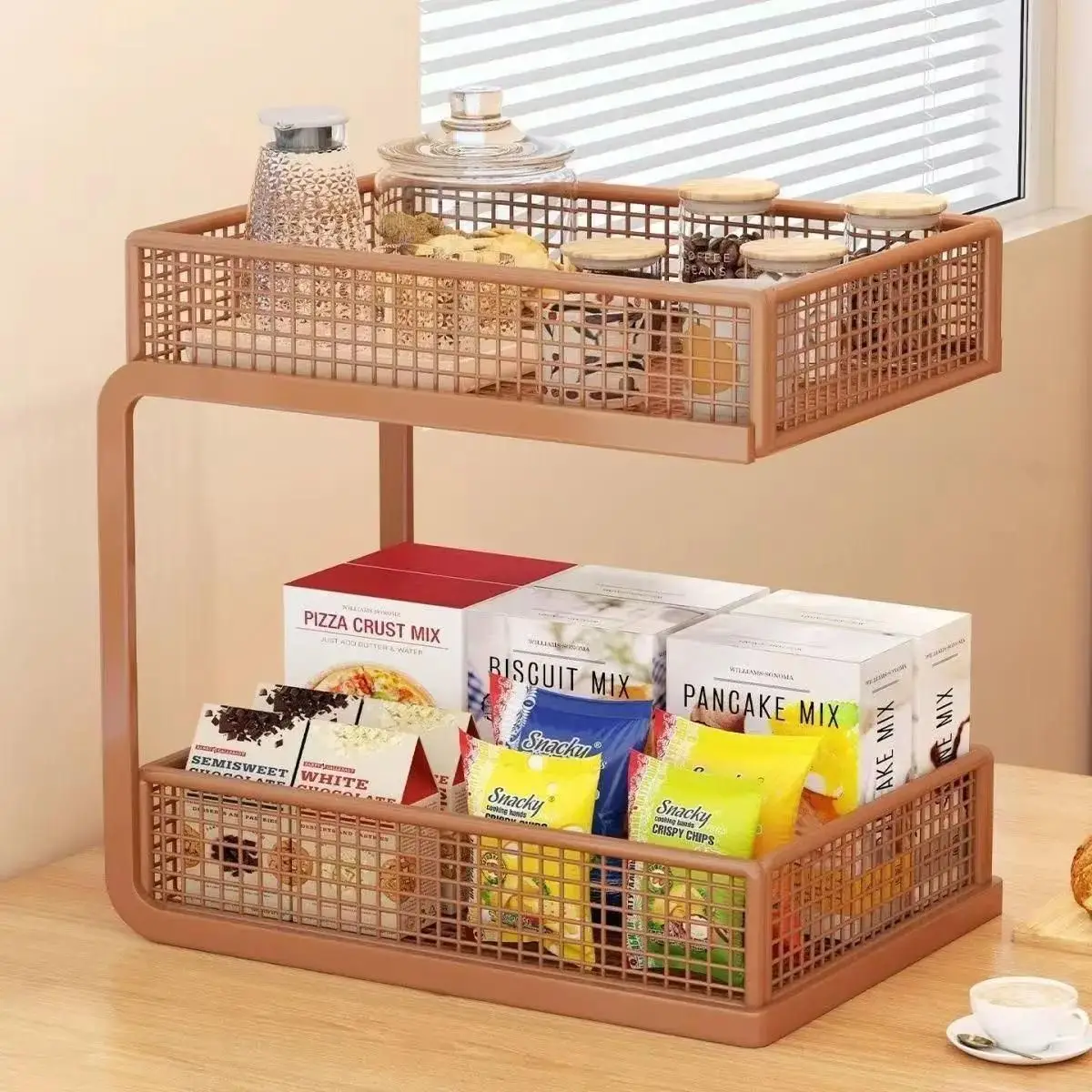 

HYS Desktop Dining Table Shelf Dining Table Cabinet Snack Cup Tea Cup Storage Office Coffee Glass Cup Holder