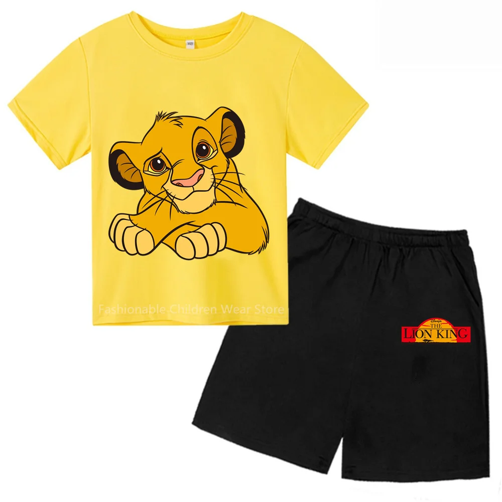 2024 Fashionable Kids' Casual Set - Featuring Disney Lion King Simba Prints - Perfect For Boys & Girls Ages 3 To 14