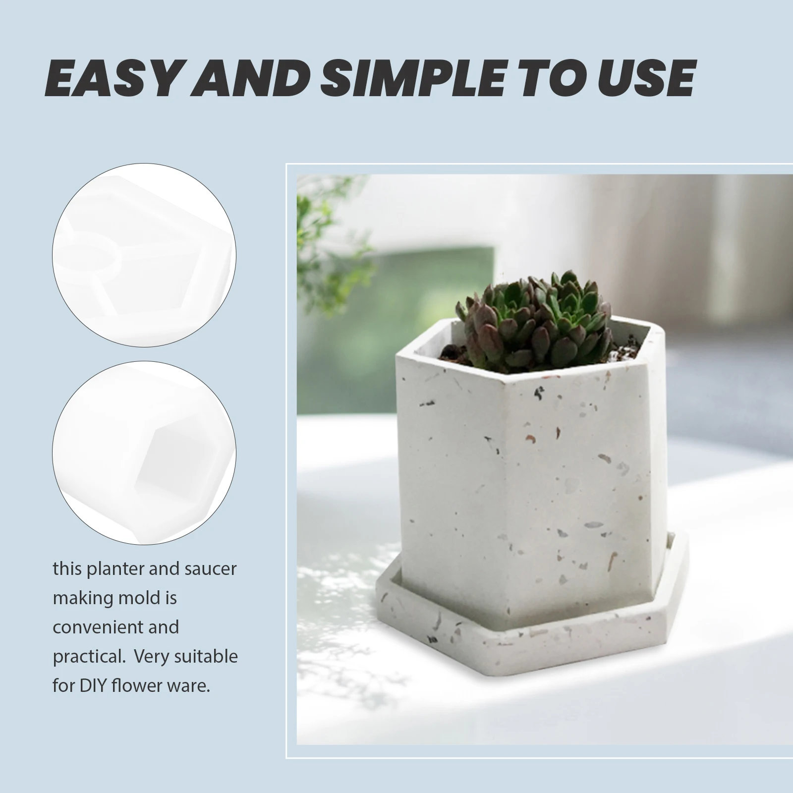 

1 set Hexagonal Flower Mold Silicone Planter Easy Flower Arrangement Pot Resin Concrete Jewelry Crafts Gifts