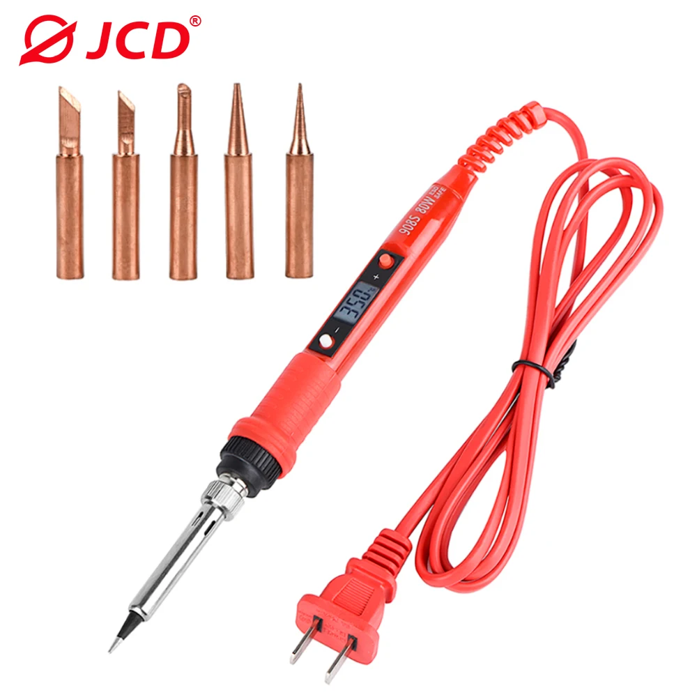 JCD 80W lutownica elektryczna 220V 110V regulowana temperatura lutownica wyświetlacz LCD narzędzia do naprawy spawania grot lutownicy