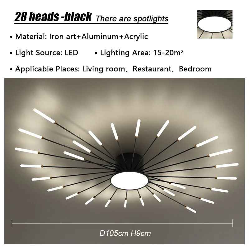 VIGOUS Modern Creative LED Ceiling Light Gold Black 3