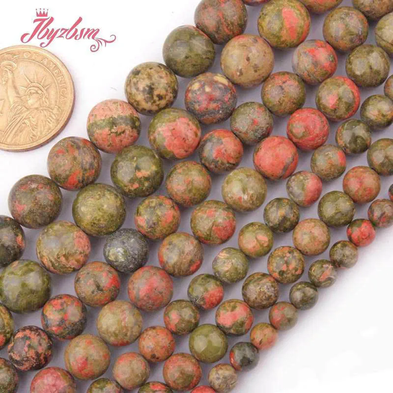 4/6/8/10 مللي متر الجولة السلس الطبيعي Unakite حجر الخرز ستراند 15 بوصة ل قلادة أساور صنع المجوهرات DIY بها بنفسك فضفاض الخرز #3