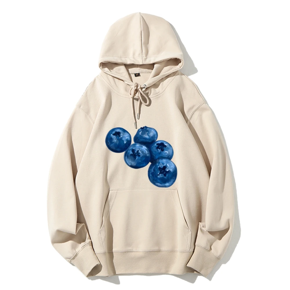 Graphic Hoodie Blueberry Cluster Print Juicy Fresh Vibrant Y2k Style Hoodie Soft Fabric for Fruity-Themed Casual Clothes