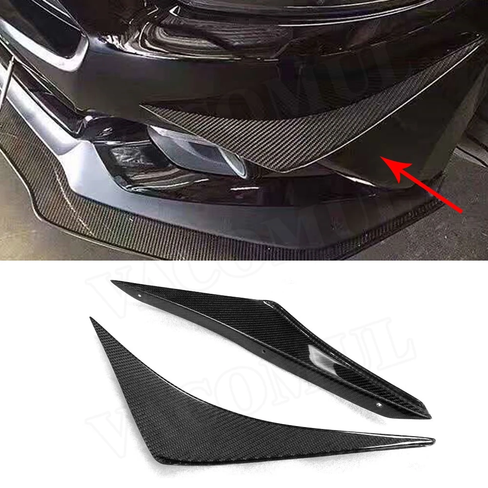 

VACOMUL Carbon Fiber Front Bumper Splitters Side Shark Fins Canards for Ford Mustang 2015 2016 2017 2018 2019