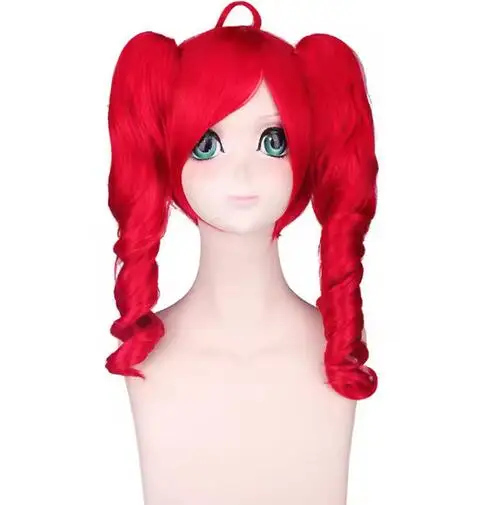 Anime Kasane Teto wig cosplay women cute red ponytail wig high heat resistant hair Teto wig free wig cap long curly hair