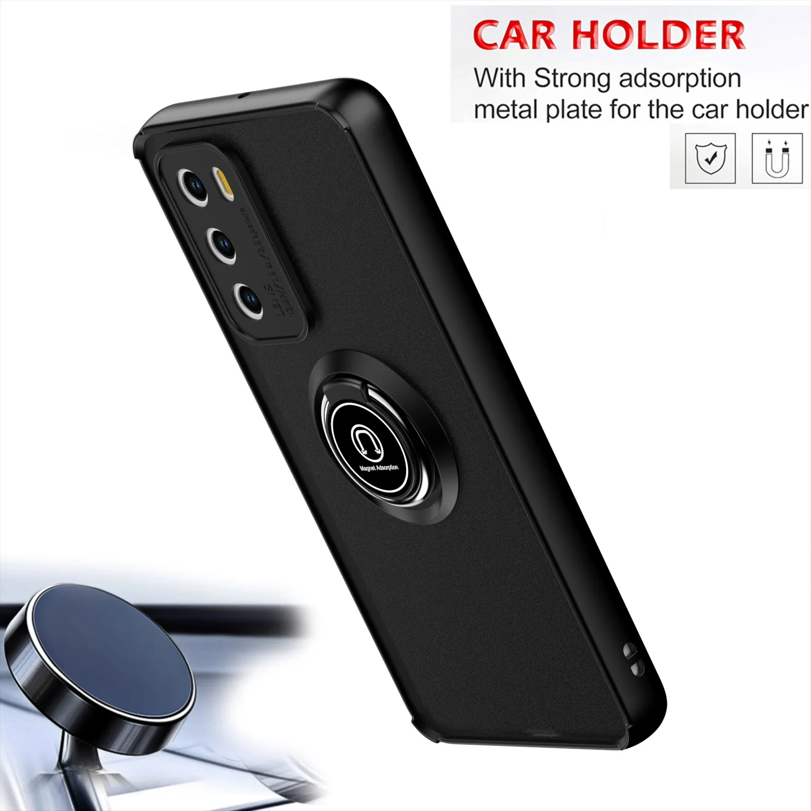 เคสโทรศัพท์หัวเว่ย P40 แบบกันกระแทก พร้อมขาตั้งแม่เหล็กแบบหมุนได้  วัสดุด้าน  พร้อมที่วางนิ้ว