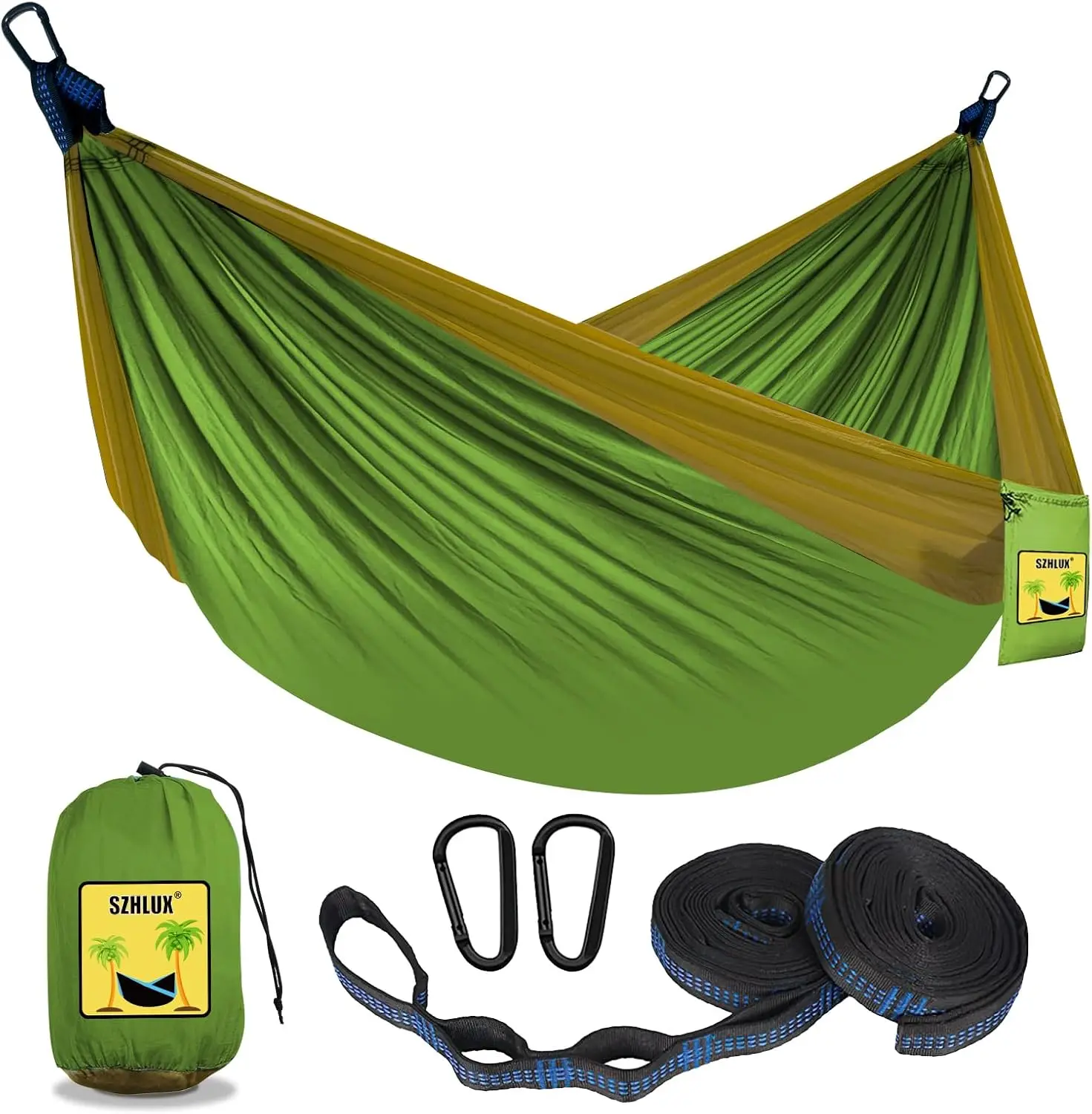 

Camping Hammo Double & Single Portable Hammocks With 2 Tree Straps, Great For