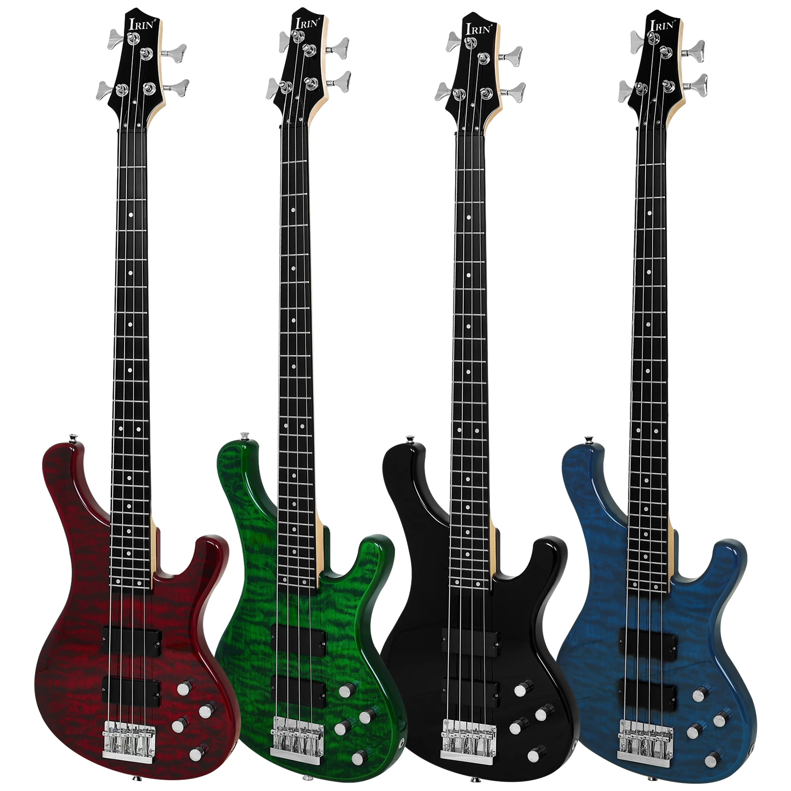 IRIN 4 Strings Bass Guitar 24 Frets Maple Neck Oguman Body Electric Bass Guitarra with Bag Cable Professional String Instruments