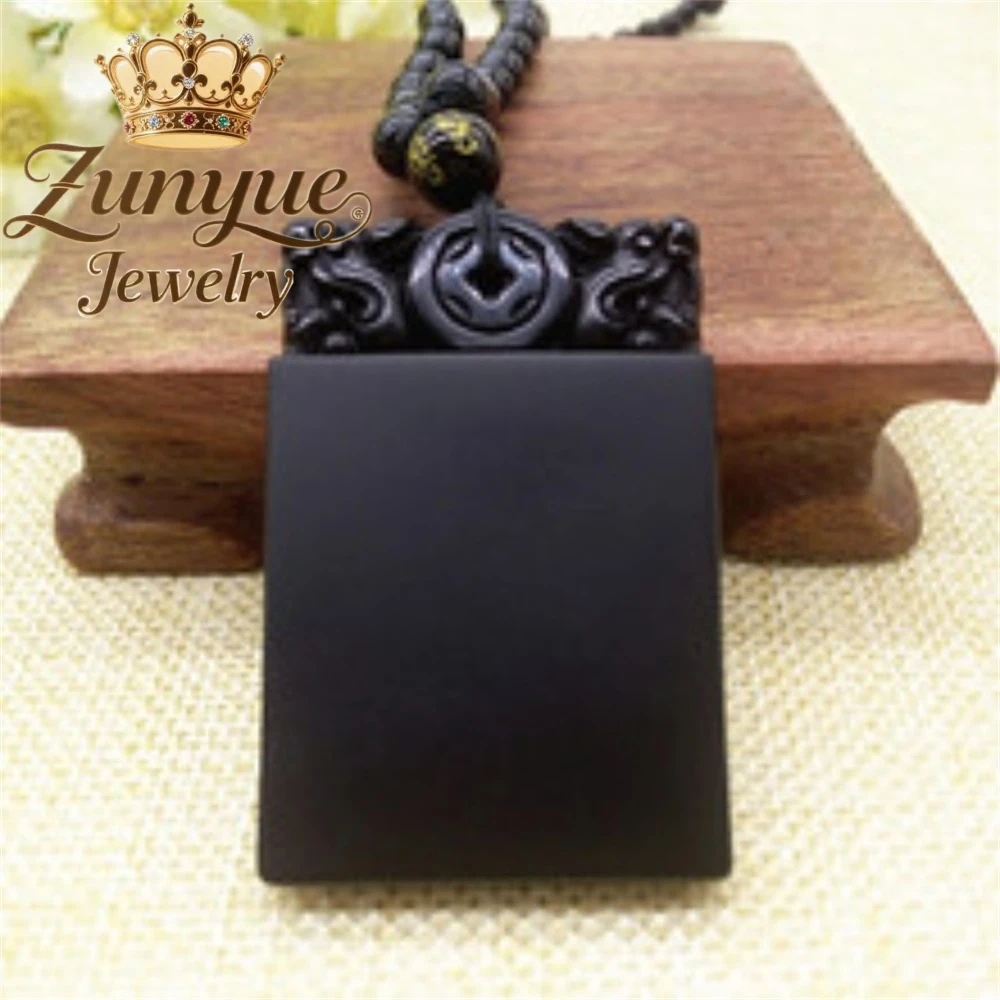 

Natural Obsidian Pendant, Safe And Sound Brand Necklace For Men And Women Genuine Fashion Jewelry Best Selling Exquisite Elegant
