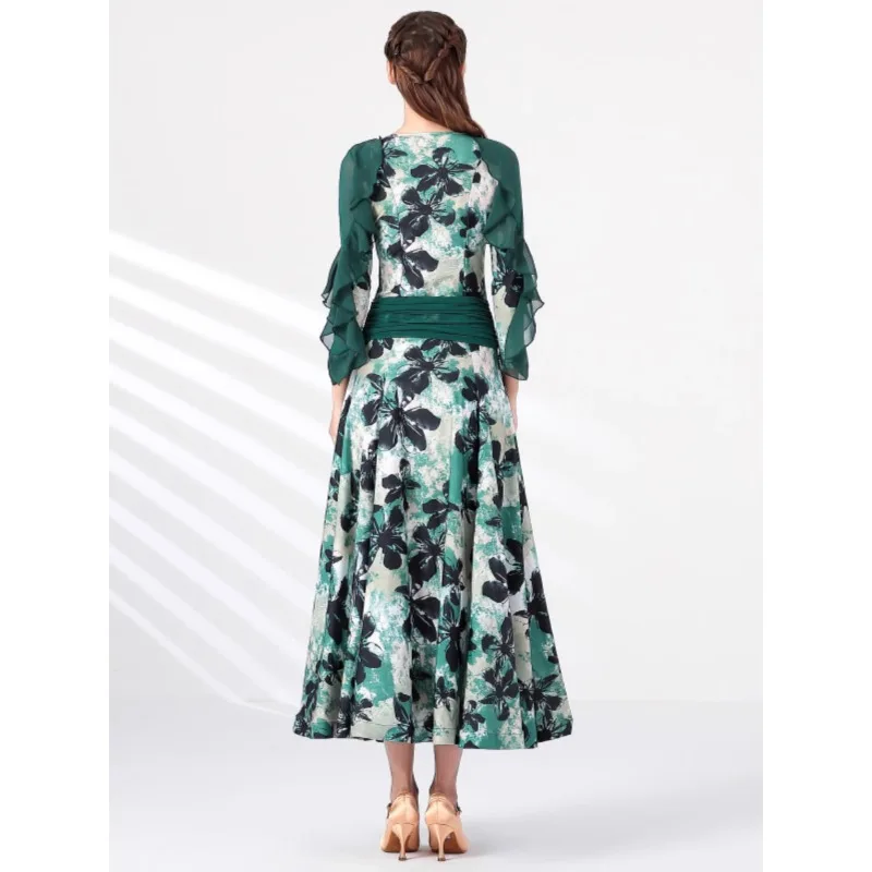 Nieuwe volwassen bedrukte moderne dansjurk MY867 Nationale standaard dansjurk Waltz sociale dansjurk