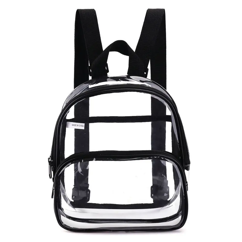 

Waterproof Transparent Backpack Zipper Korean Style Students School Bag Large Capacity Adjustable Shoulder Strap
