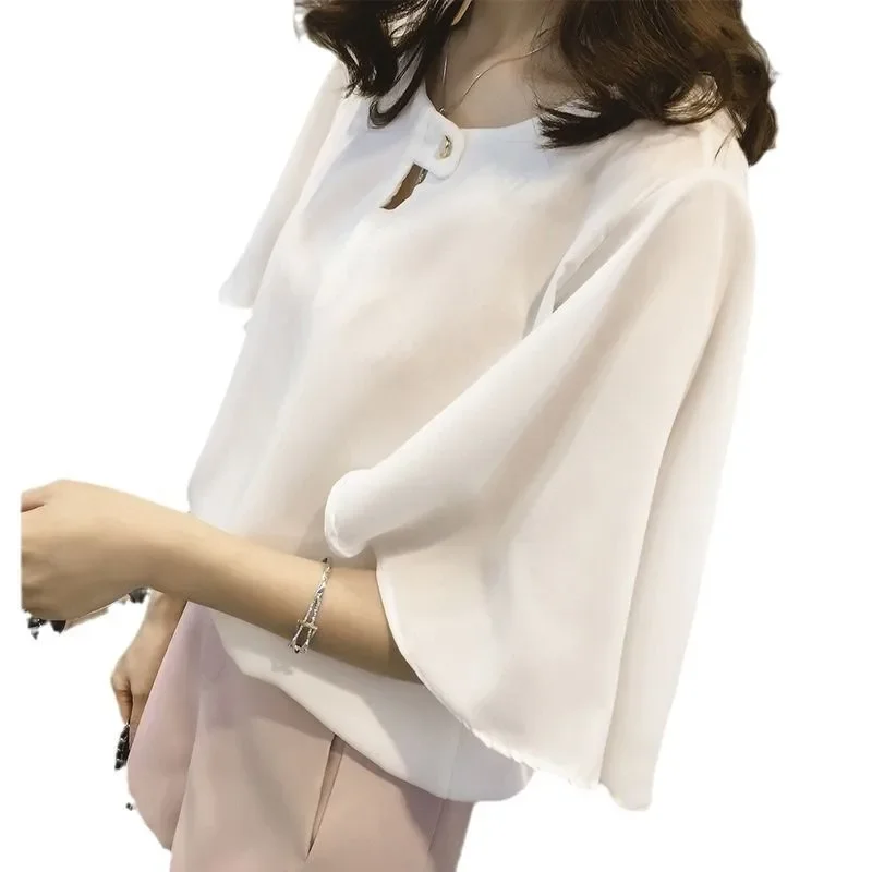 ผู้หญิงฤดูร้อน Tops Tees เซ็กซี่เสื้อวินเทจหลุมชีฟองปุ่ม Ruched เสื้อแขนสั้น Ruffles T เสื้อหลวม Casual Tees