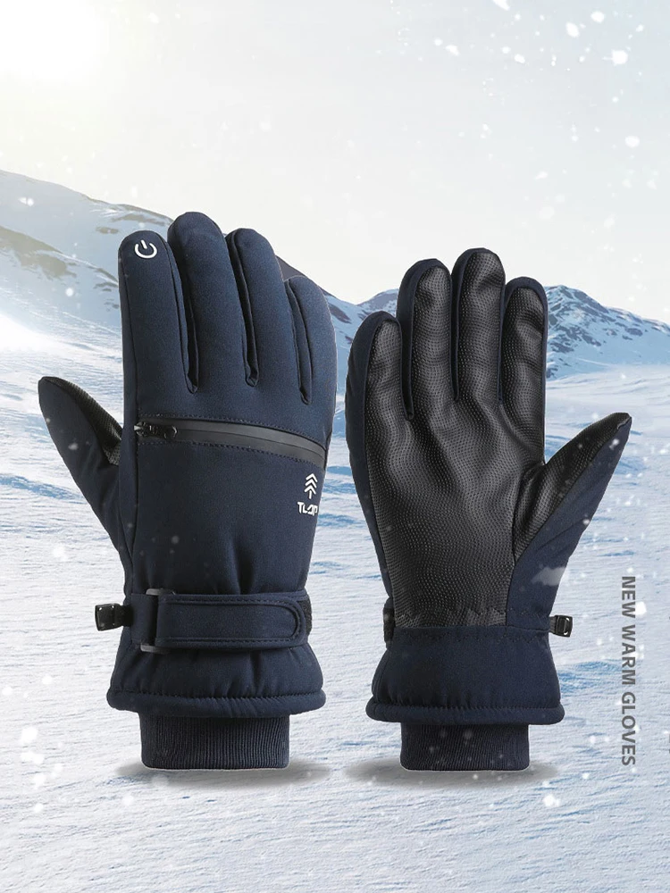 AliExpress NONE Men’s Winter Ski Gloves with Backhand Zipper Pocket Touch Screen Snow Gloves Ideal for Skiing Snowboarding Cycling