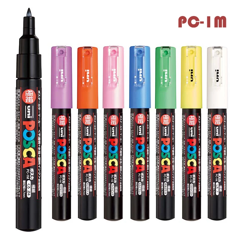 1pcs UNI Marker Pen POSCA PC-1M POP Poster Water-based Advertising/Graffiti Mark Pen 0.7 Nid Character Bright and Colorful