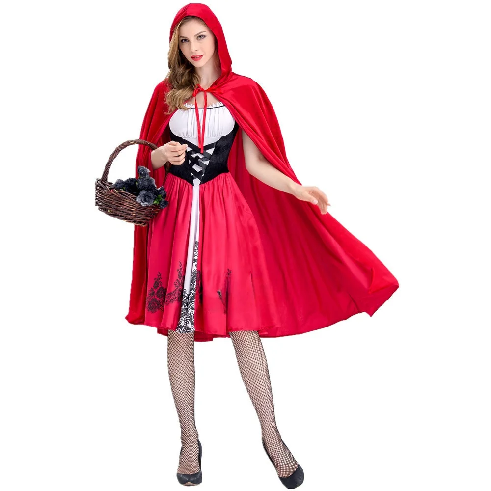 

loween Little Red Riding Hood Cisas Cosplay Costume Women's Ethnic Stage Wear Polyester Spandex Traditional Chinese Outfit