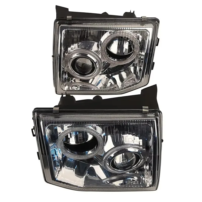 Car LED Angel Eye Lens Headlight For Mitsubishi Pajero Headlamp V31 V32 92 93 95 Modified White Bac  Far and near Light A Pair