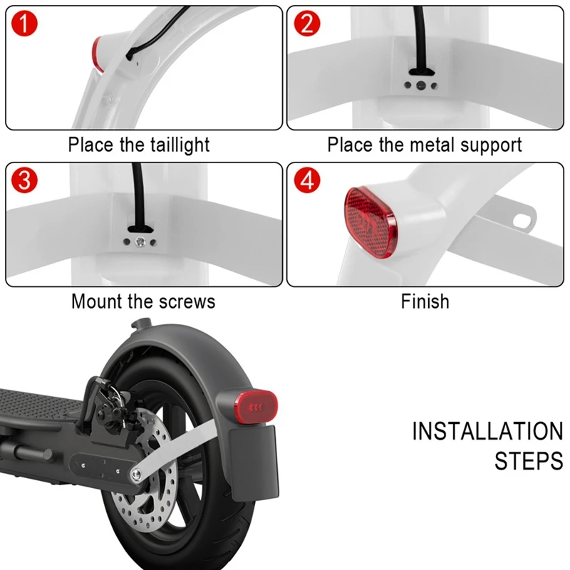 Rear Mudguard Brake Taillight Fender With Reinforced Holder For Xiaomi M365 1S Pro2 Electric Scooter Replacement Spare Parts Red