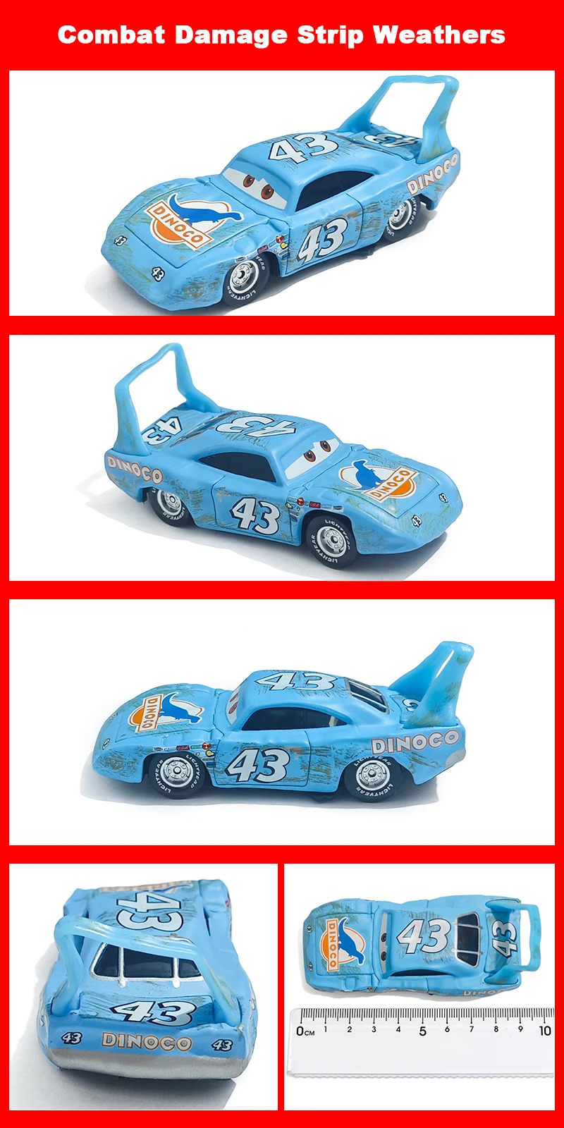 Cars Gold Galvanisierung Car King 43 Anime Figur Strip Weathers 1/55 Metall-Druckguss Dinoco Rennspielzeug Kindergeschenke – Detail 3