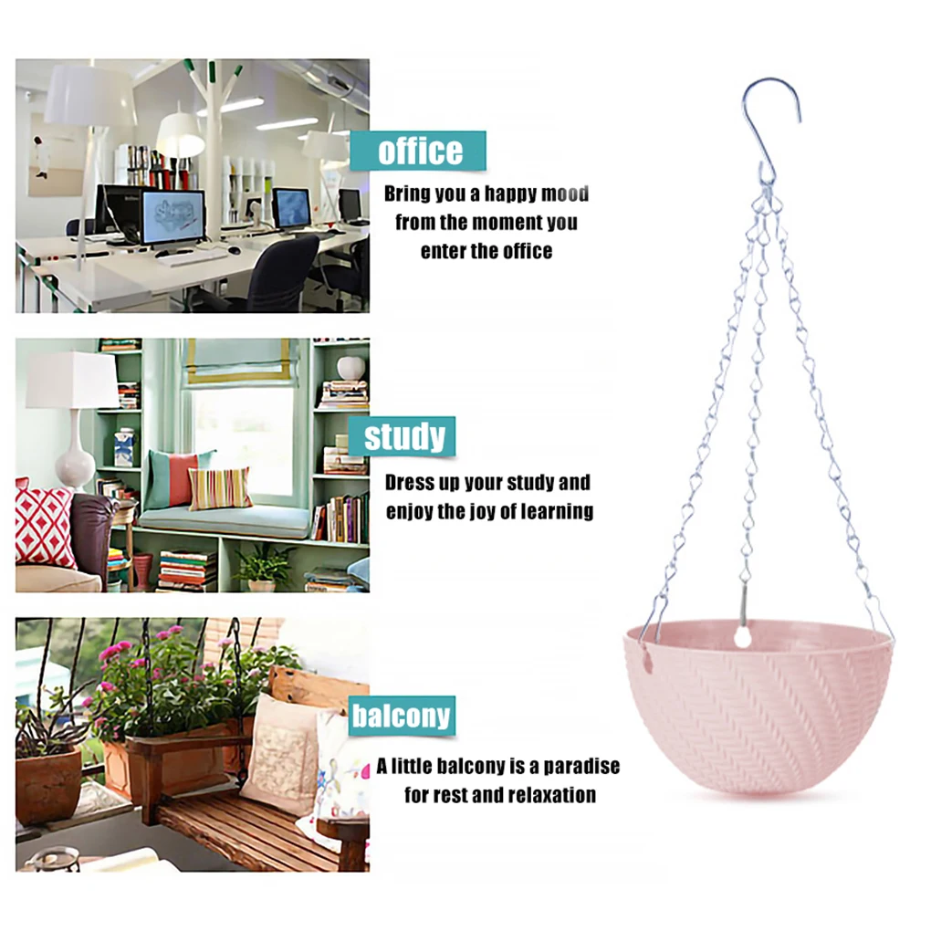 ตะกร้าแขวนกระถางต้นไม้กลางแจ้งขนาดเล็กสีม่วงอ่อน