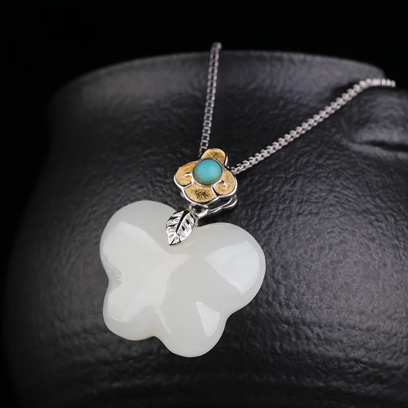 

Изысканные серьги и ожерелье из нефрита Хэтянь с позолотой в форме сердца, дизайн GL Small-Batch Fashion Design – подарок для девушки