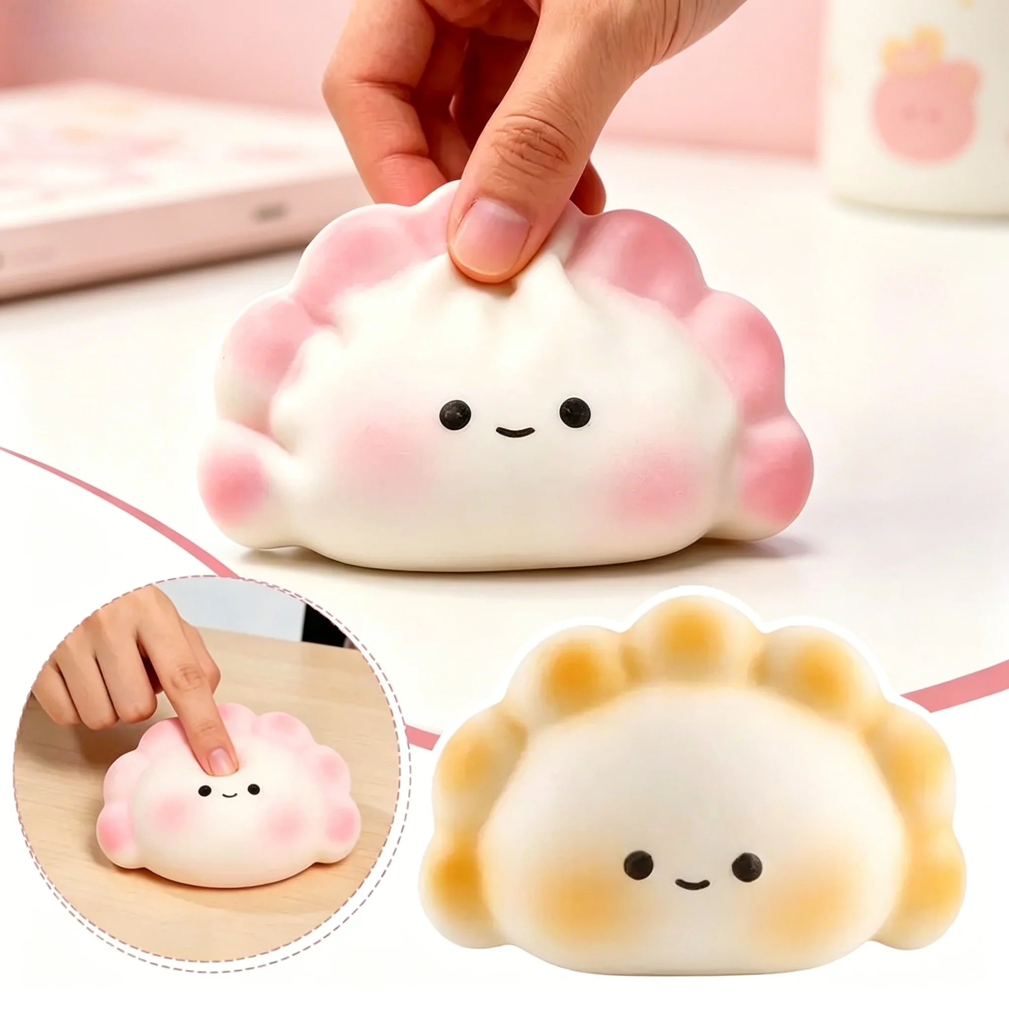 Cute Slow Rising Dumpling & Steamed Bun Squishies Soft Squeeze Portable Lovely Sensory Fidget Toy Stress Relief Gift for Adults